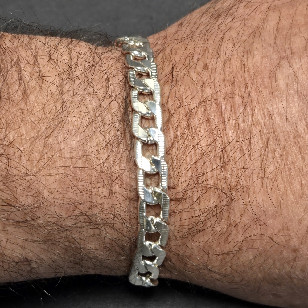 Hypoallergenic silver Cuban link bracelet...24163